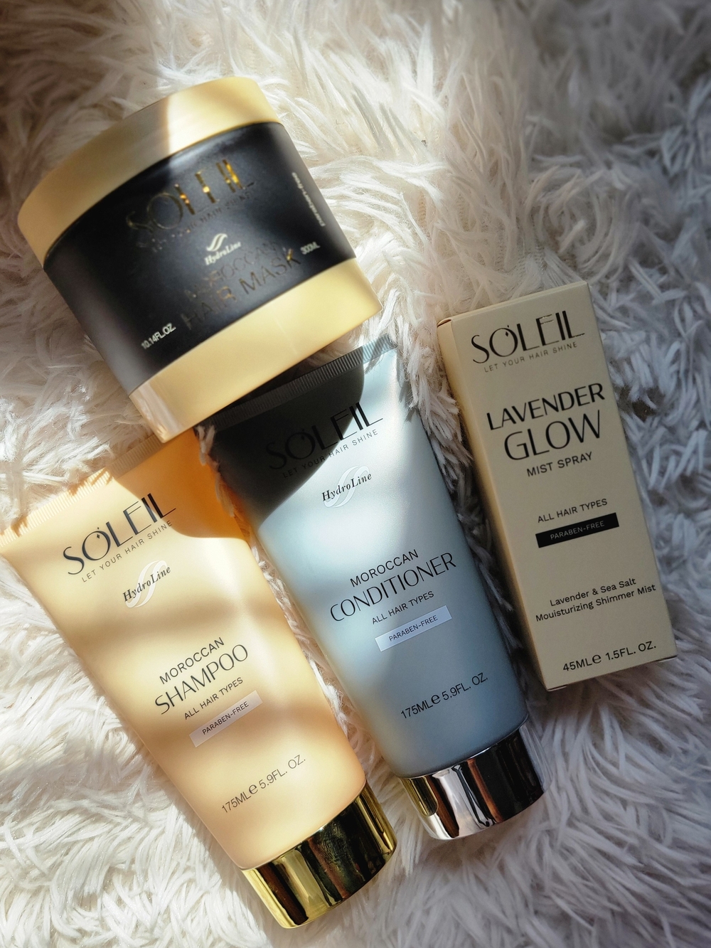 4pcs Soleil HydroLine Lavender Glow & Moroccan Hair Care Set - Retails For $440